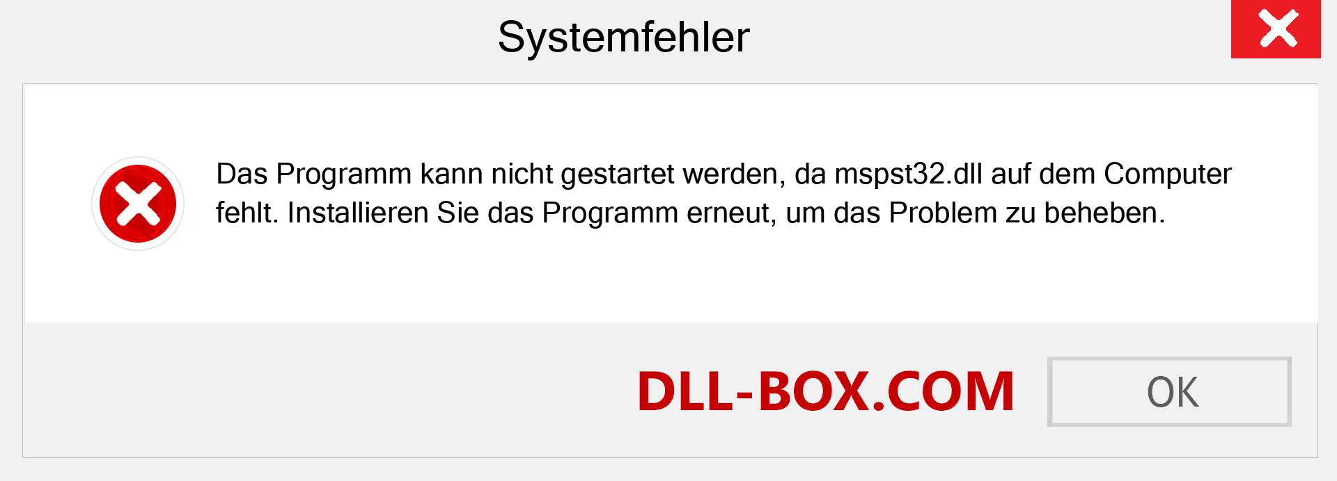 mspst32.dll-Datei fehlt?. Download für Windows 7, 8, 10 - Fix mspst32 dll Missing Error unter Windows, Fotos, Bildern